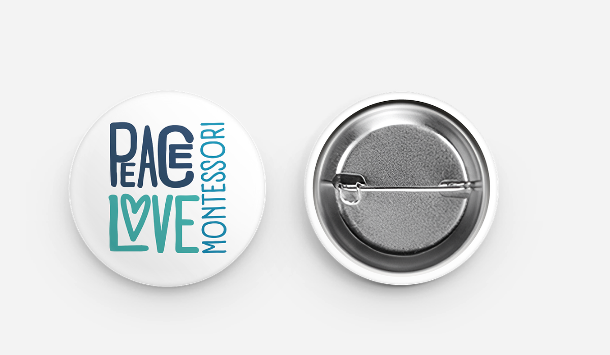 Set of 50 Peace Love and Montessori Buttons